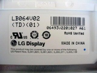 LB064V02-TD01 6,4 pulgadas 640×480 250 cd/m2 Ángulo de visión 65/65/50/60 TFT-LCD, LCM