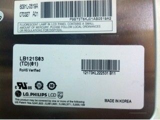 LB121S03-TD01 12.1 pulgadas 800 ((RGB) × 600 400 cd/m2 Frecuencia 60Hz TFT-LCD, LCM